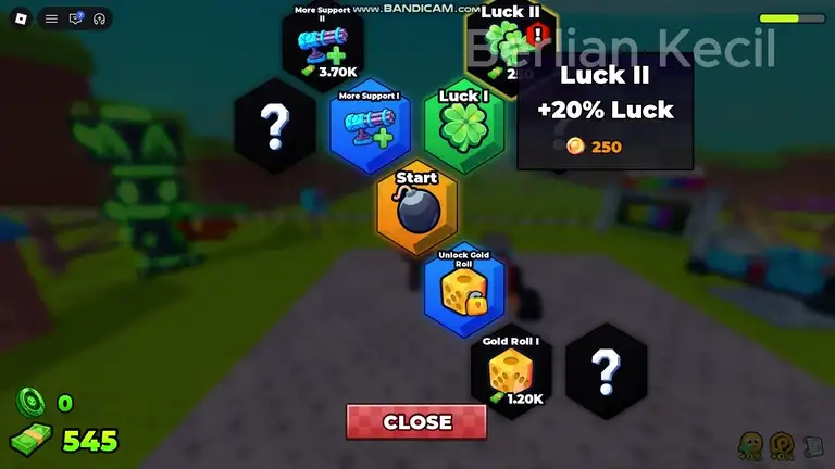 Build and Kill Zombies skill tree pan across the Luck chain and support slots, animated